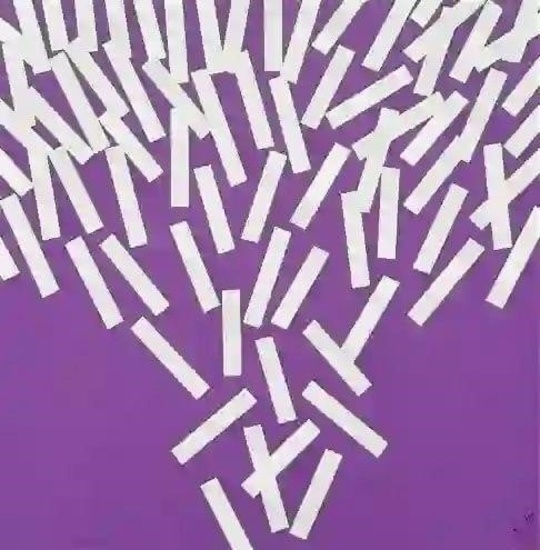 Hard Edge Purple & White Abstract Painting, Signed