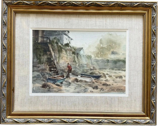 MARC MANN 1923-2006 American Beach Landscape Boats