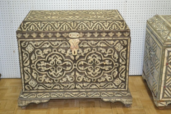 Moroccan Bone Inlay and Resin Chest Trunk