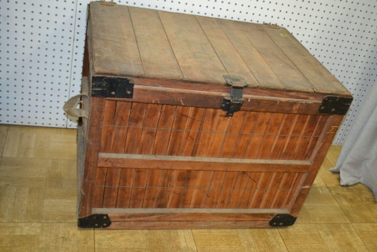 Wood Chest Trunk Wood Slats Wired Together
