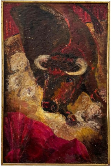 Mid-Century Spanish School Bull Fighting Abstract