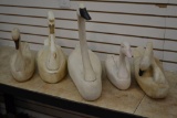Vintage Carved Wood Swan, Geese Set of 6