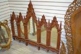 Antique Gothic Revival Five Arched Panel Mirror