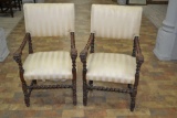 Pair Hand Carved Italian Arm Chairs