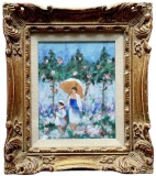American School Impressionist Painting Sign Asher
