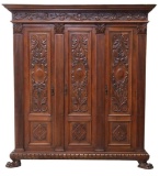 RENAISSANCE REVIVAL CARVED WALNUT WARDROBE
