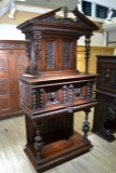 FLORENTINE CARVED WALNUT BLIND FRONT CURIO CABINET