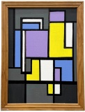 Abstract Geometric Composition Painting in Frame