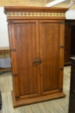 Double Door Dark Pine Cupboard over Single Drawer
