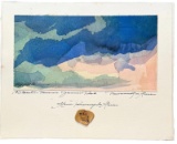 American Modernist Watercolor Abstract w/ Wax Seal