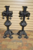 Pair Large Baroque Style Metal Floor Candlesticks