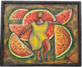 Mexican School Surrealist Abstract Watermelons