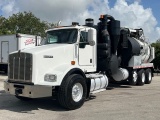 2015 KENWORTH T800 TRI AXLE HYDRO EXCAVATION VACUUM VAC TANK DUMP TRUCK CUMMINS DIESEL