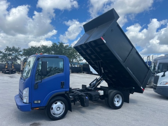 2016 ISUZU NRR 12' STEEL LANDSCAPE DUMP BODY TRUCK 5.2L TURBO DIESEL LOW MILES