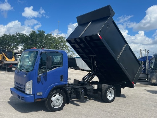 2016 ISUZU NRR 12' STEEL LANDSCAPE DUMP BODY TRUCK 5.2L TURBO DIESEL LOW MILES