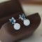 A Pair of Exquisite Sterling Silver Inlaid White Jade Earrings