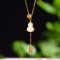 Exquisite Sterling Silver-Gold Plated Inlaid White Jade Pendant