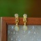 A Pair of Exquisite Sterling Silver-Gold Plated Inlaid White Jade Earrings