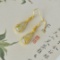 A Pair of Exquisite Sterling Silver-Gold Plated Inlaid White Jade Earrings