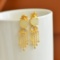 Exquisite Sterling Silver-Gold Plated Inlaid White Jade Earrings