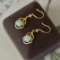 A Pair of Exquisite Sterling Silver-Gold Plated Inlaid White Jade Earrings
