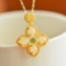 Exquisite Sterling Silver-Gold Plated Inlaid White Jade Pendant
