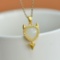 Exquisite Sterling Silver-Gold Plated Inlaid White Jade Pendant