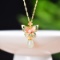 Exquisite Sterling Silver-Gold Plated Inlaid White Jade Pendant
