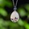 Exquisite Sterling Silver Inlaid White Jade Pendant