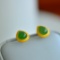 A Pair of Exquisite Sterling Silver-Gold Plated Inlaid Jasper Earrings