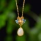 Exquisite Sterling Silver-Gold Plated Inlaid White Jade Pendant