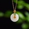 Exquisite Sterling Silver-Gold Plated Inlaid White Jade Pendant