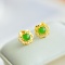A Pair of Exquisite Sterling Silver-Gold Plated Inlaid Jasper Earrings