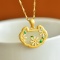 Exquisite Sterling Silver-Gold Plated Inlaid White Jade Pendant