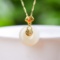 Exquisite Sterling Silver-Gold Plated Inlaid White Jade Pendant