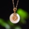 Exquisite Sterling Silver-Gold Plated Inlaid White Jade Pendant