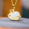 Exquisite Sterling Silver-Gold Plated Inlaid White Jade Pendant