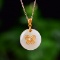 Exquisite Sterling Silver-Gold Plated Inlaid White Jade Pendant
