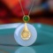 Exquisite Sterling Silver-Gold Plated Inlaid White Jade Pendant