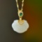 Exquisite Sterling Silver-Gold Plated Inlaid White Jade Pendant