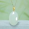 Exquisite Sterling Silver-Gold Plated Inlaid White Jade Pendant