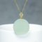 Exquisite Sterling Silver-Gold Plated Inlaid White Jade Pendant