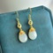 A Pair of Exquisite Sterling Silver-Gold Plated Inlaid White Jade Earrings