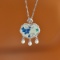 Exquisite Sterling Silver Inlaid White Jade Pendant