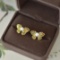 A Pair of Exquisite Sterling Silver-Gold Plated Inlaid Pearl Earrings