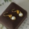 A Pair of Exquisite Sterling Silver-Gold Plated Inlaid Pearl Earrings