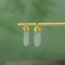 Exquisite Sterling Silver-Gold Plated Inlaid White Jade Earrings