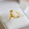 Exquisite Sterling Silver-Gold Plated Inlaid White Jade Ring