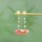 Exquisite Sterling Silver-Gold Plated Inlaid White Jade Earrings