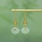 Exquisite Sterling Silver-Gold Plated Inlaid White Jade Earrings